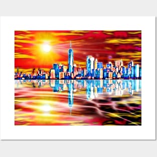 NYC Sunset Posters and Art